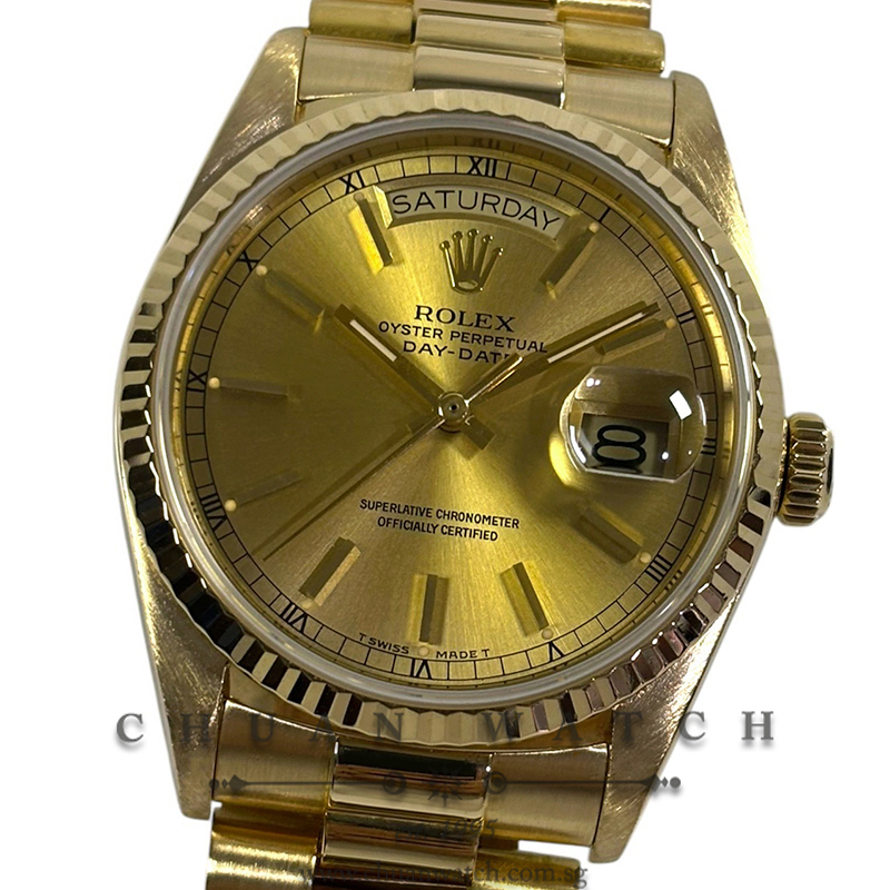 Rolex Day-Date President Yellow Gold 36mm 18038 Champagne Index Tritium - Discontinued