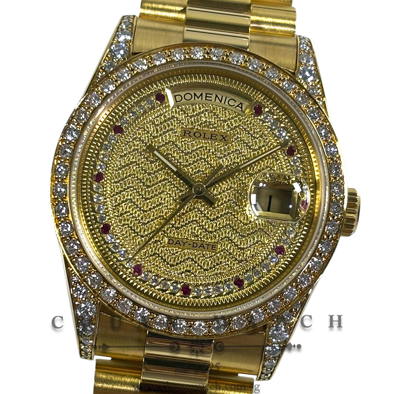 Rolex Day-Date President Yellow Gold 36mm 18388 Champagne Ruby Missoni String Diamonds - Discontinued