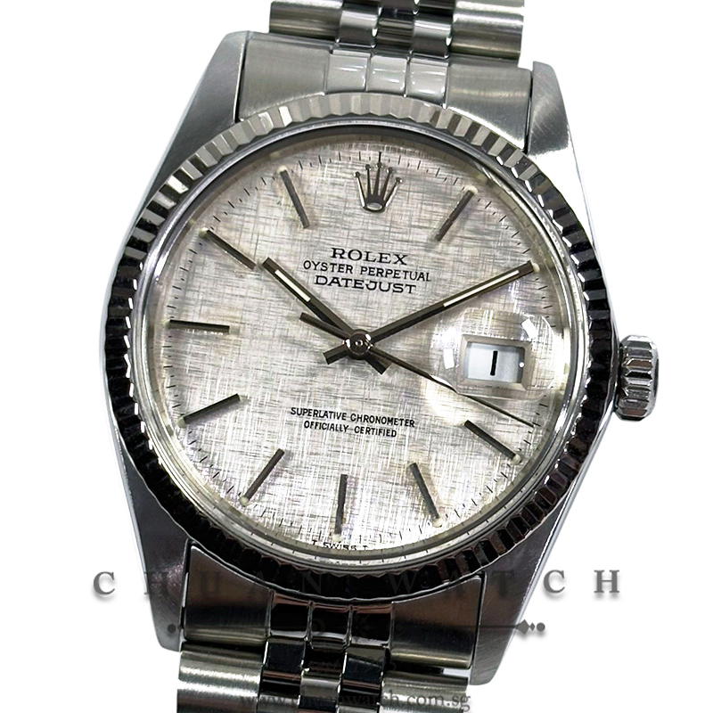 Rolex Vintage Gents' DateJust 36mm 16014 Silver Linen Index Tritium - Discontinued