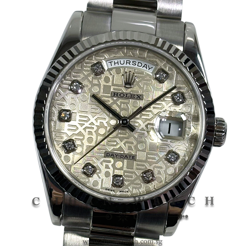 Rolex Day-Date President White Gold 36mm 118239 Silver Jubilee Diamonds - Discontinued