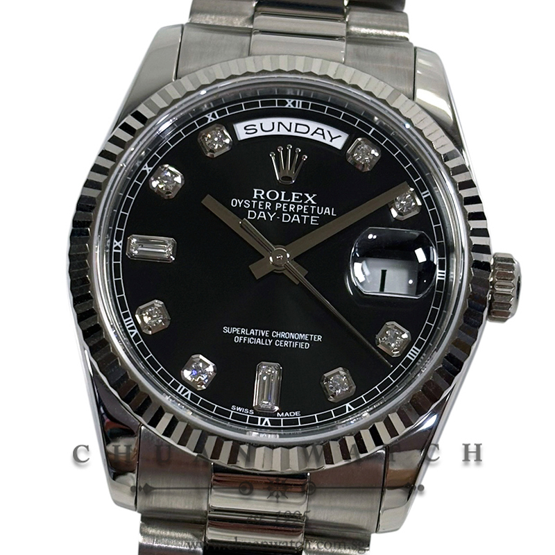Rolex Day-Date President White Gold 36mm 118239 Black Diamonds - Discontinued