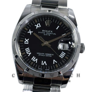 Rolex Oyster Perpetual Date 34mm 115210 Black Roman - Discontinued