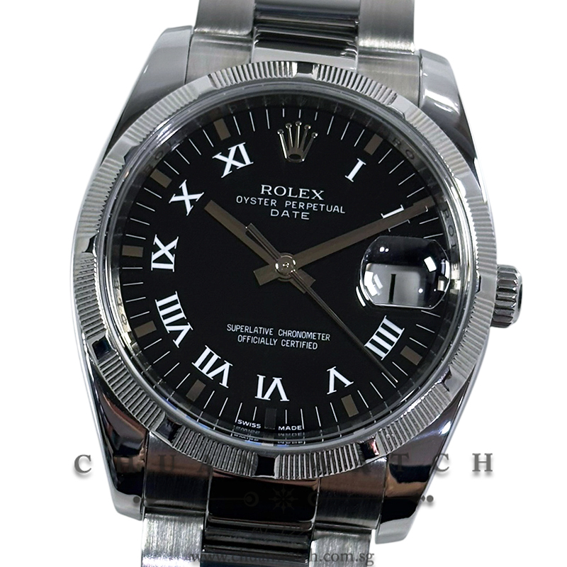 Rolex Oyster Perpetual Date 34mm 115210 Black Roman - Discontinued