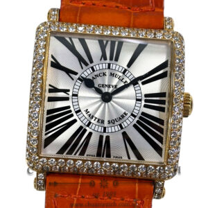 Franck Muller Ladies' Master Square Quartz Rose Gold Diamonds 6002 M QZ R D Silver Roman