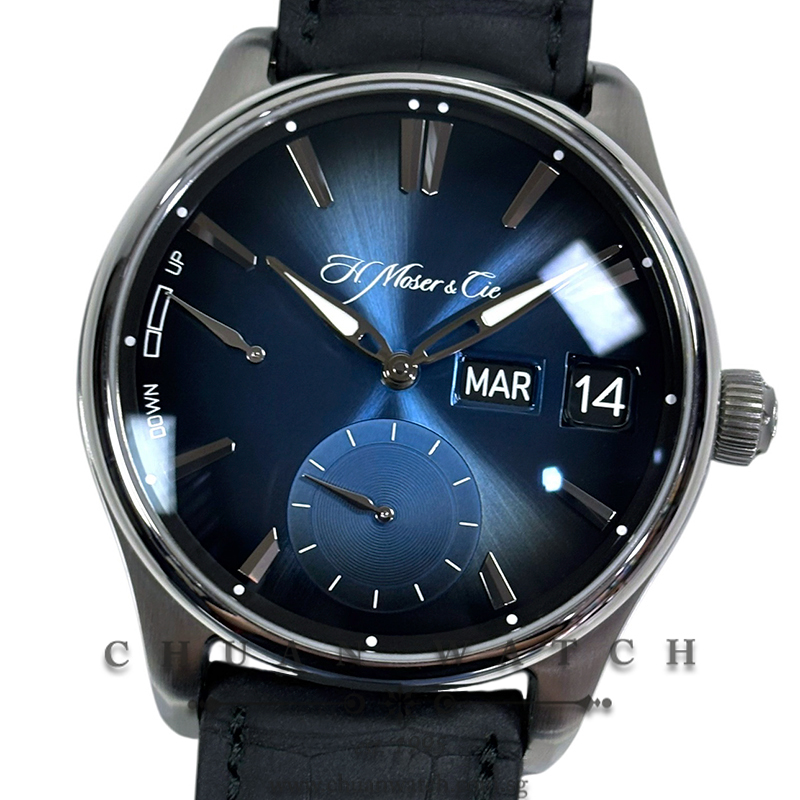 H. Moser & Cie Pioneer Perpetual Calendar MD Steel 42.8mm 3808-1201 Funky Blue  (Limited Edition of 50 Pieces Only)