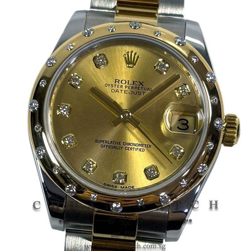 Rolex Boys' DateJust Two-Tone 31mm 178343 Champagne Diamonds - Discontinued