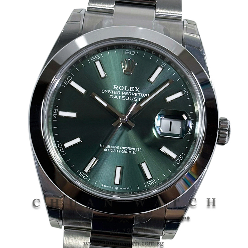 Rolex DateJust 41 126300 Mint Green Index