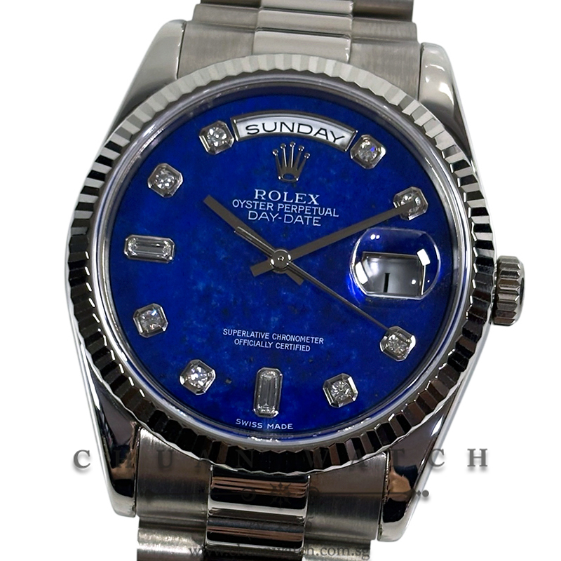 Rolex Day-Date President White Gold 36mm 118239 Lapis Lazuli Diamonds - Discontinued