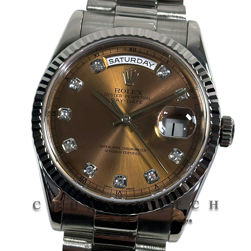 Rolex Day-Date President White Gold 36mm 118239 Brown 'Havana' Diamonds - Discontinued