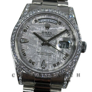 Rolex Day-Date President White Gold 36mm 118389 Meteorite Arabic 'Tear Drop' Diamonds - Discontinued