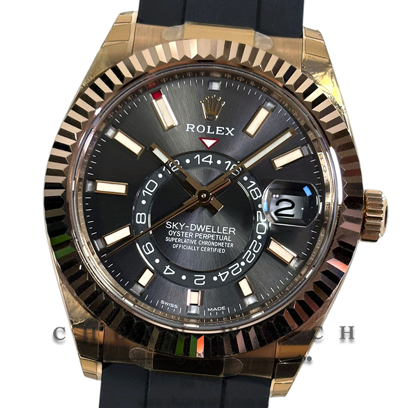 Rolex Sky-Dweller Everose Oysterflex 42mm 326235 Slate Rhodium - Discontinued